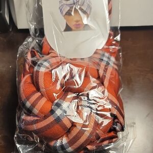 Plaid Headwrap in Red and White